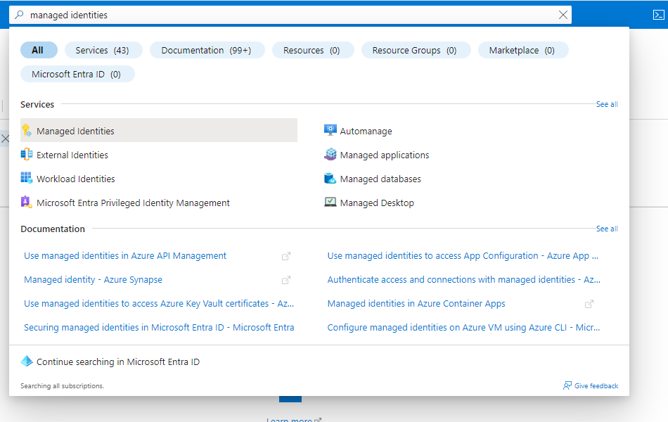 azure managed identity create