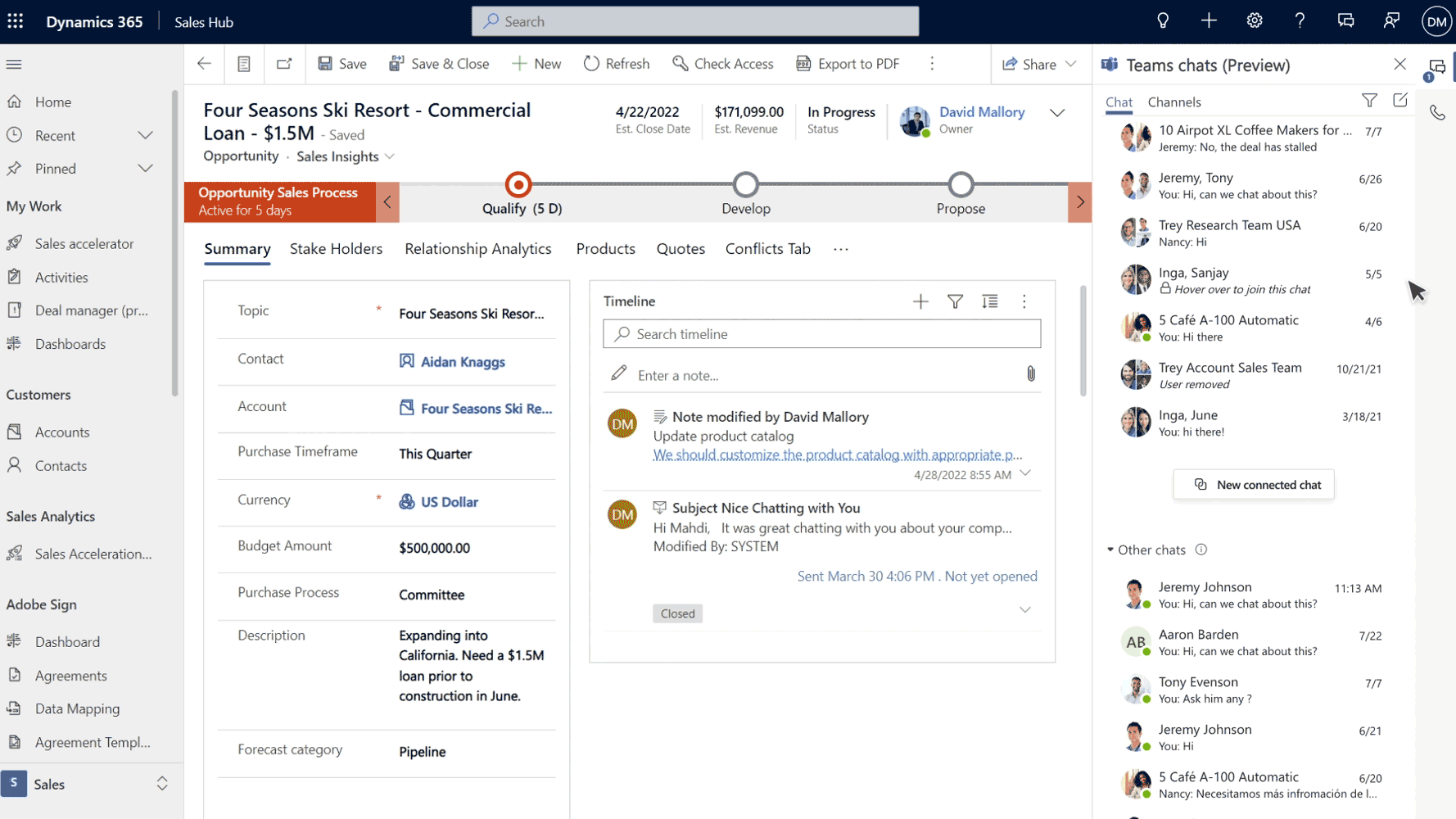 Connect to an existing Teams chat in Dynamics 365